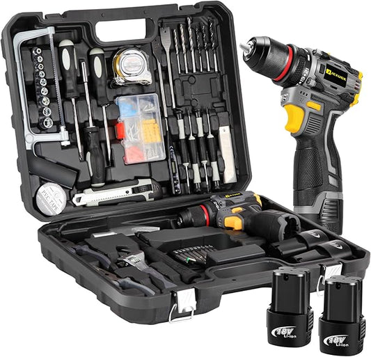 JEXUGK PowerPro™ 18V Brushless Drill &amp; 120-Piece Home Tool Kit