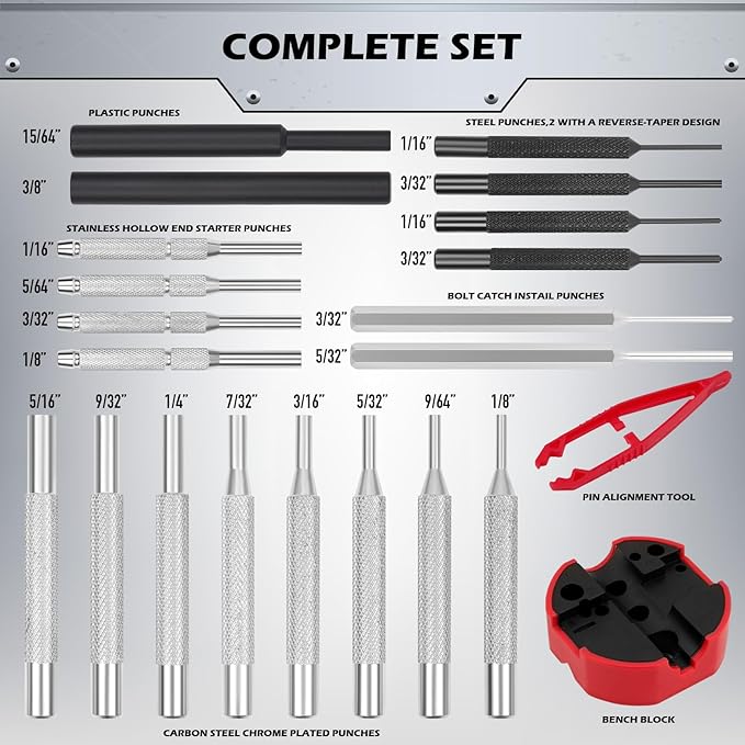 StrikeMaster Pro™ 25-Piece Pin Punch Hammer