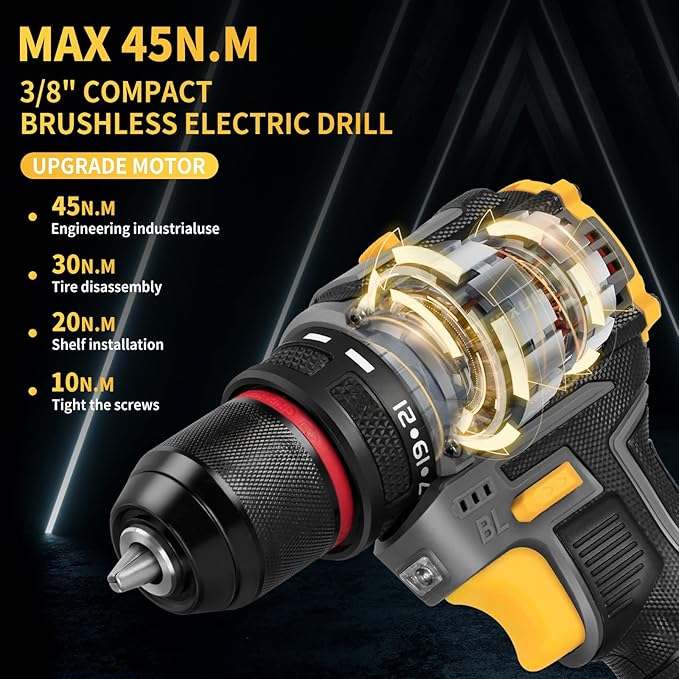 JEXUGK PowerPro™ 18V Brushless Drill &amp; 120-Piece Home Tool Kit